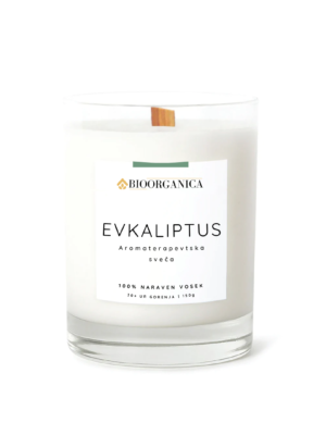 Aromaterapevtska sveca evkaliptus leseni stenj
