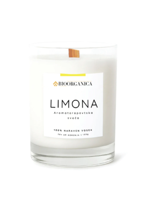 Aromaterapevtska sveca limona leseni stenj