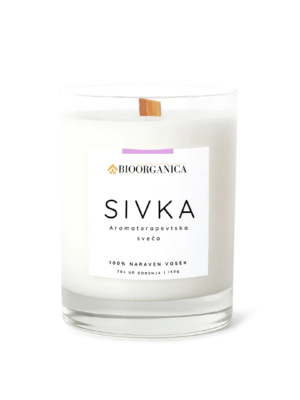 Aromaterapevtska sveca sivka leseni stenj