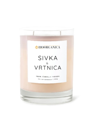 Sveča iz čebeljega voska Sivka & Vrtnica