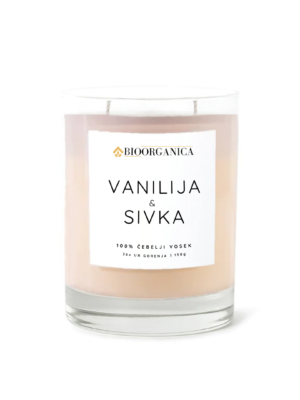 Sveča iz čebeljega voska Vanilija & Sivka